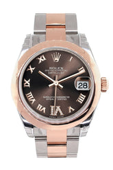 Rolex Datejust 31 Chocolate Roman Large Vi Set With Diamond Dial 18K Rose Gold Two Tone Ladies Watch